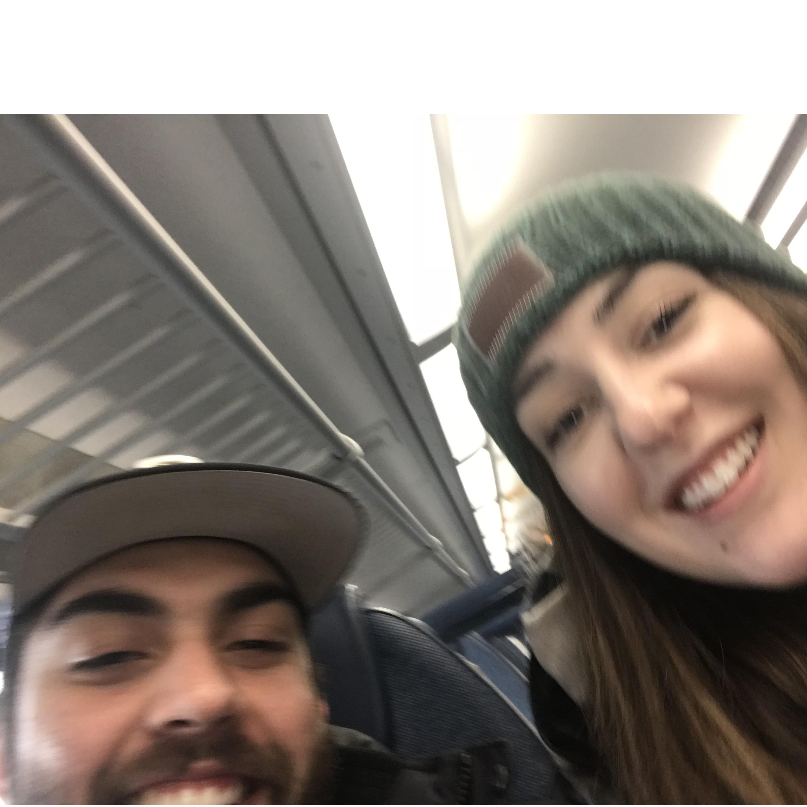 Our second time on the way to NYC while Jacob was living in NJ. We're smiling now, but it was raining the whole time! We still had fun