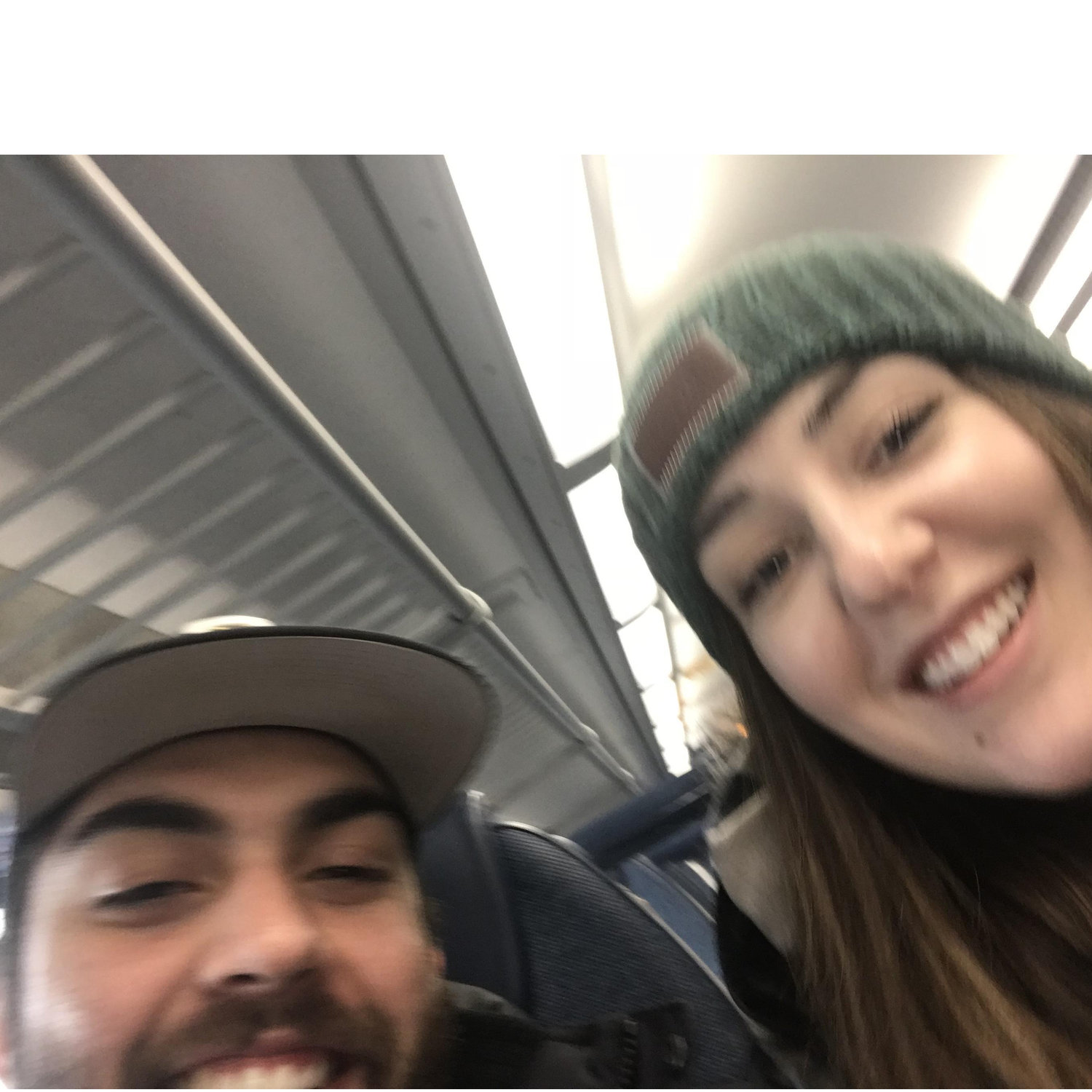 Our second time on the way to NYC while Jacob was living in NJ. We're smiling now, but it was raining the whole time! We still had fun