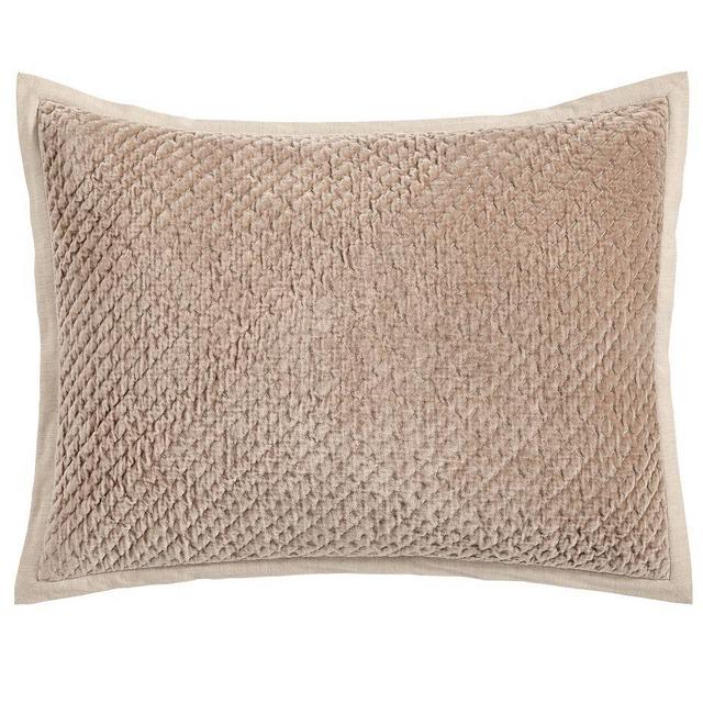 Cross Stitch Velvet Quilted Sham, Light Mocha, Standard