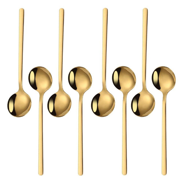 Mafier 8-Piece Stainless Steel Mini Espresso Spoons, 5.24 Inch Demitasse Spoon Set for Sugar Dessert Cake Ice Cream Soup Antipasto Cappuccino Coffee Teaspoons