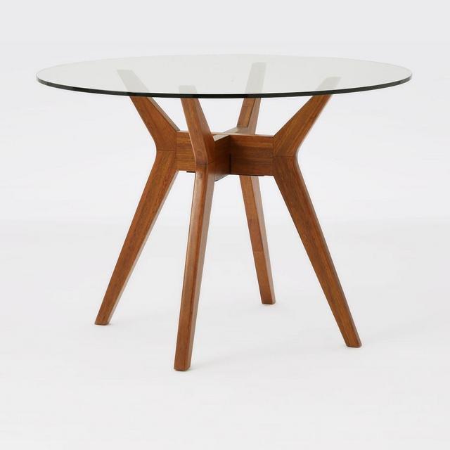 Jensen Round Table, Glass/Walnut