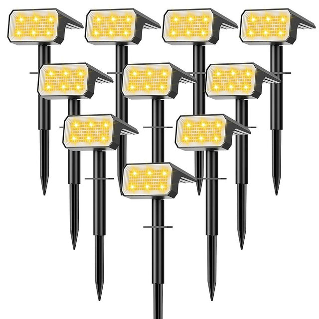 Flaow Solar Spot Lights Outdoor, [10 pack/118 LED] 4 Modes Auto On/Off Solar Landscape Spotlights, Ip67 Waterproof Solor Powered Pathway Lights for Outside Yard Garden Walkway Tree Patio (Warm White)