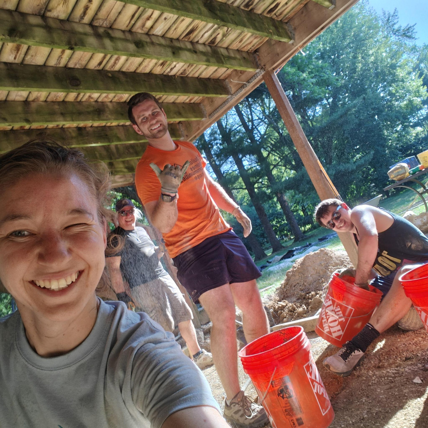 More backyard adventures, this time pouring footings for new deck posts!