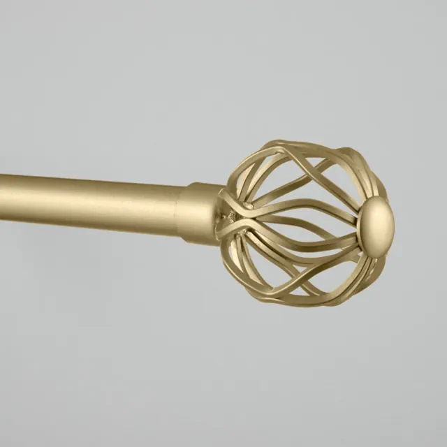 EXCLUSIVE HOME Ogee 1" Curtain Rod and Coordinating Finial Set, Gold, Adjustable 36"-72"