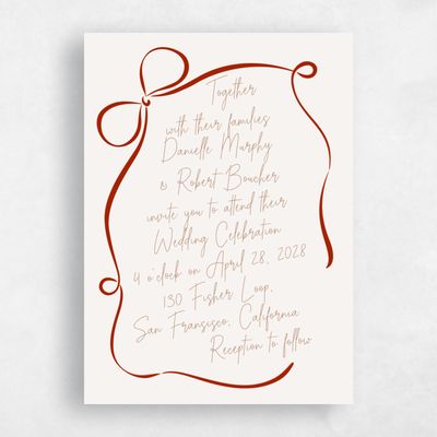 Dark Red Wedding Invitation - Cosette Portrait