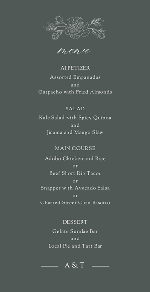 Mauve | Dark Seaweed | Zola Wedding Menus