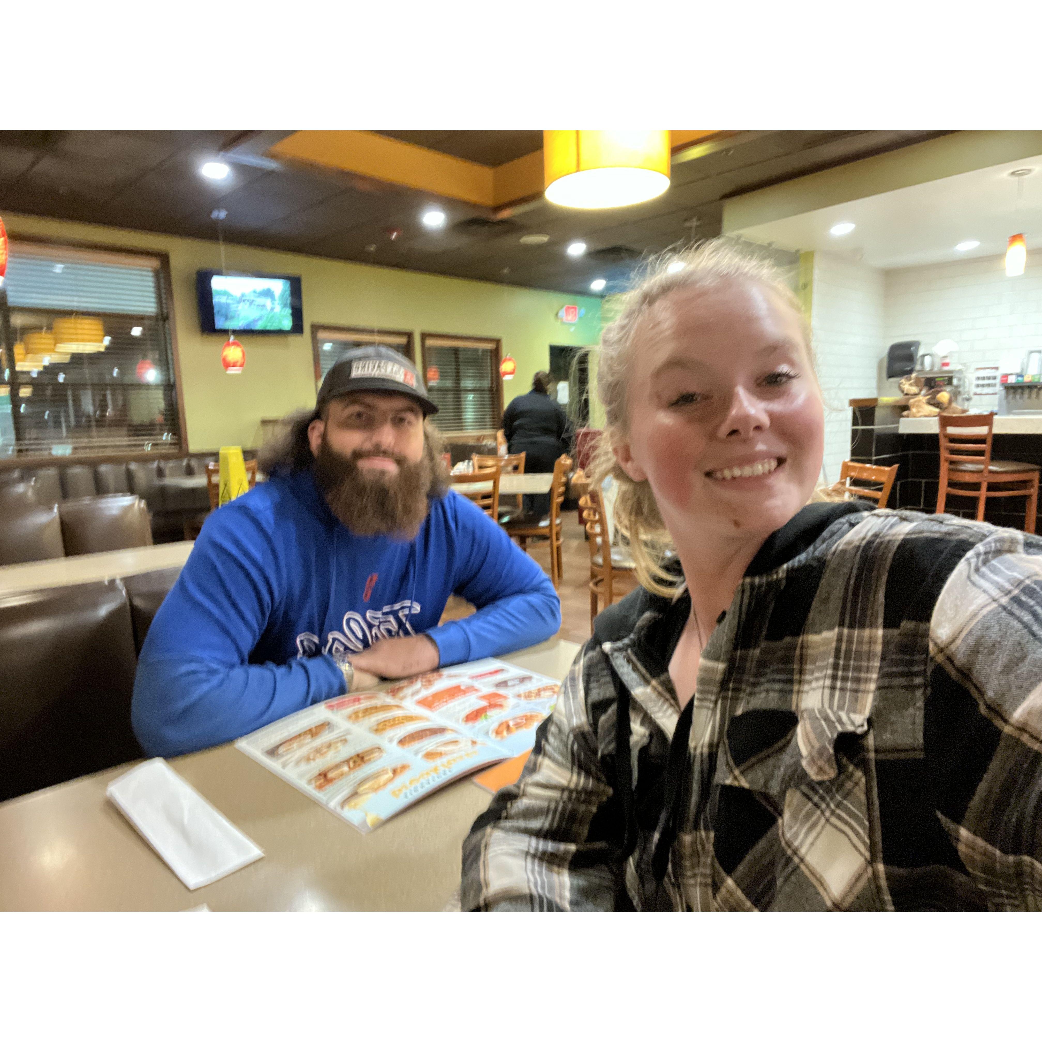 Our first sit down date was at Denny’s in Paris, TX! P.S. It was not good food.