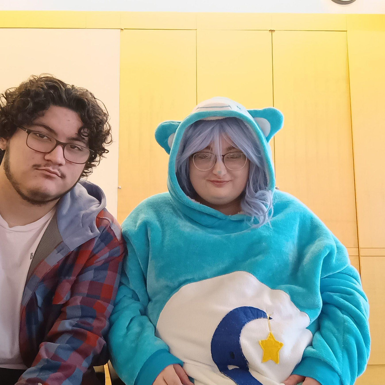 Cosplay craft event! I was a carebear and I guess Jarin was a lumberjack!