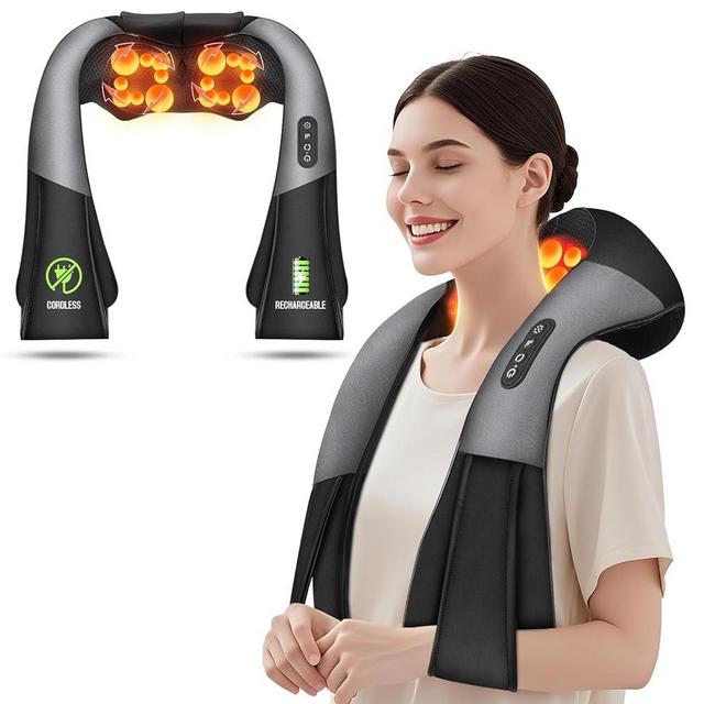 Cordless Shiatsu Neck and Shoulder Massager, Back Massager with Heat,Massage Deeper Tissue 4D Kneading Massage for Shoulder, Neck and Back, Use at Home, Office, Car - Gifts for Fathers Day Dad Gift