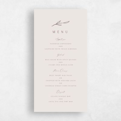 Light Greige, Beige Wedding Menu - Avila