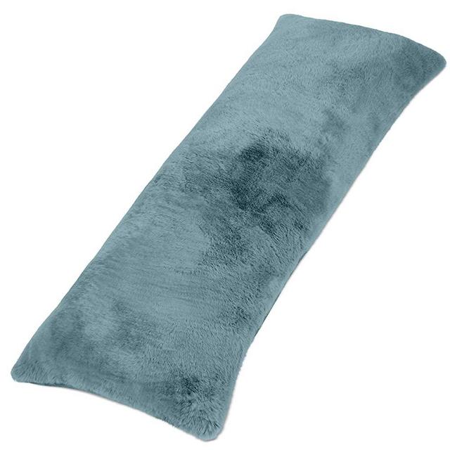 Milliard Full Body Pillow with Shredded Memory Foam | Long Pillow for Sleeping 20x54 | Ultra Soft and Plush Faux Fur Removable Cover (Blue)