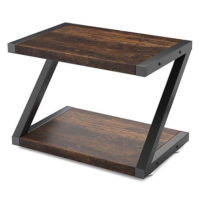 Desktop Stand for Printer - Desktop Shelf with Anti - Skid Pads for Space Organizer as Storage Shelf, Book Shelf, Double Tier Tray with Hardware & Steel by HUANUO(Dark Brown)