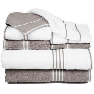 Stripe Bath Towels And Washcloths 8pc White/Gray - Yorkshire Home