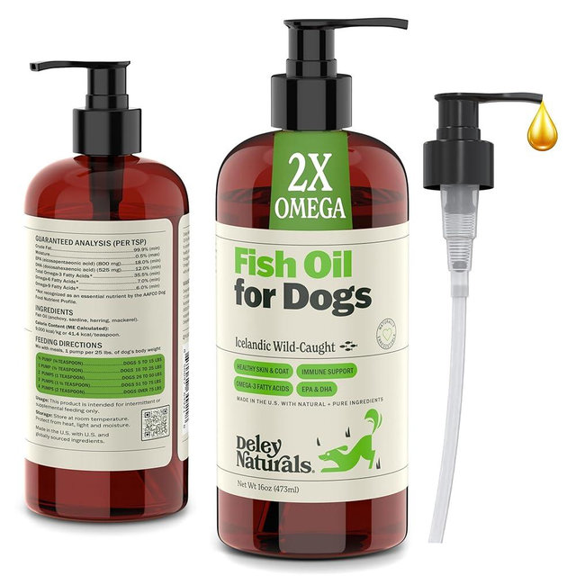 Deley Naturals Fish Oil for Dogs - Itch Relief for Dogs with Omega 3 6 9 for Skin, Joints, Heart and Brain Health - Icelandic Omega 3 Fish Oil for Dogs Skin Irritation - 16oz Omega Oil Made in USA