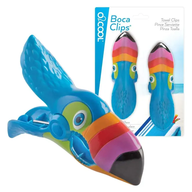 O2COOL BocaClip Towel Holder - 1 Pack of 2 Clips - Tucan