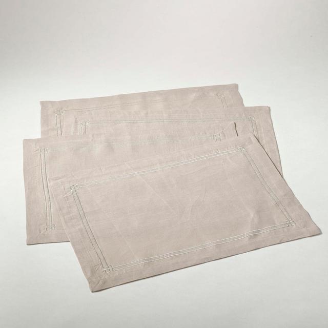 Set of 4 Embroidered Design Placemat Natural - Saro Lifestyle