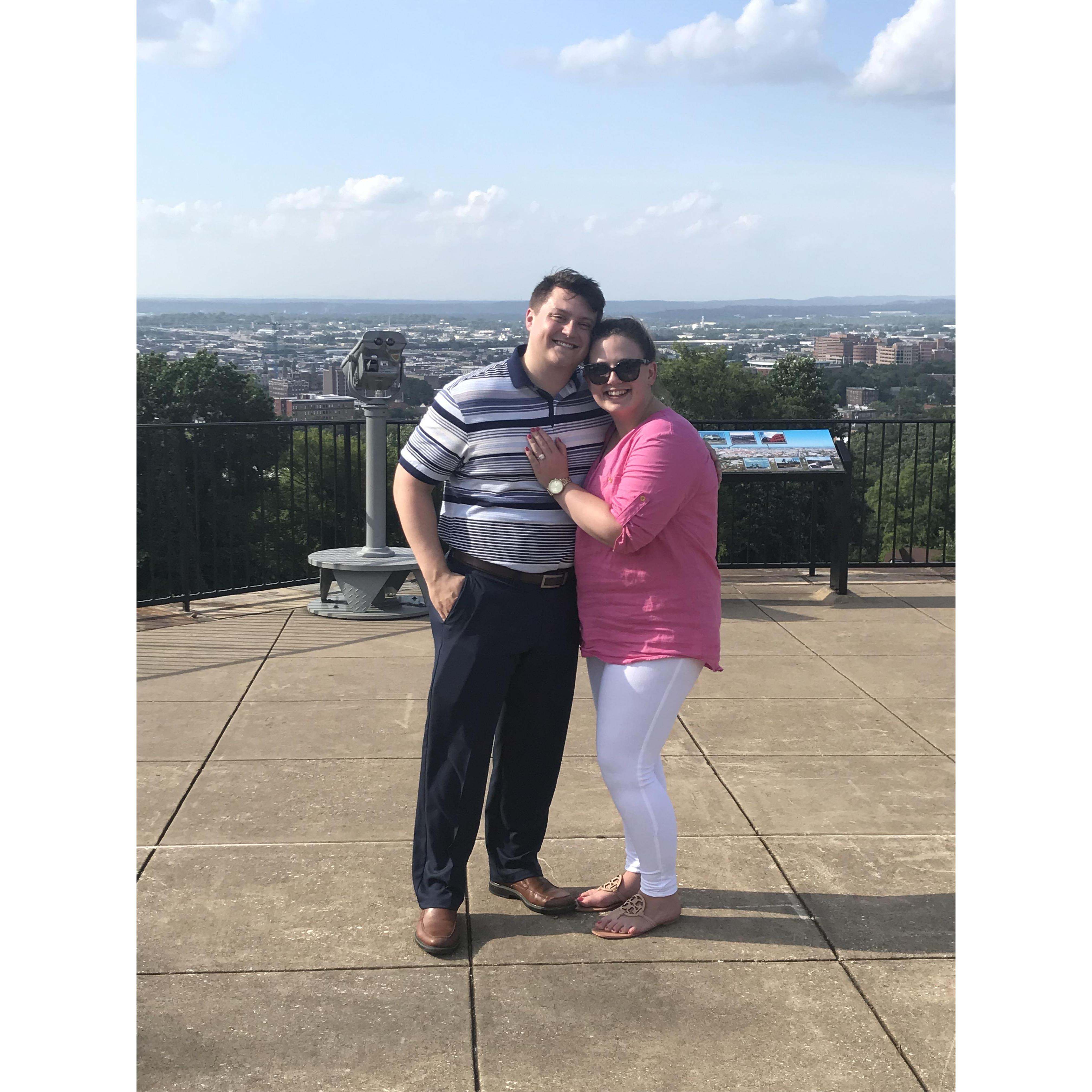 Right after Chase proposed at the Vulcan in Birmingham, AL