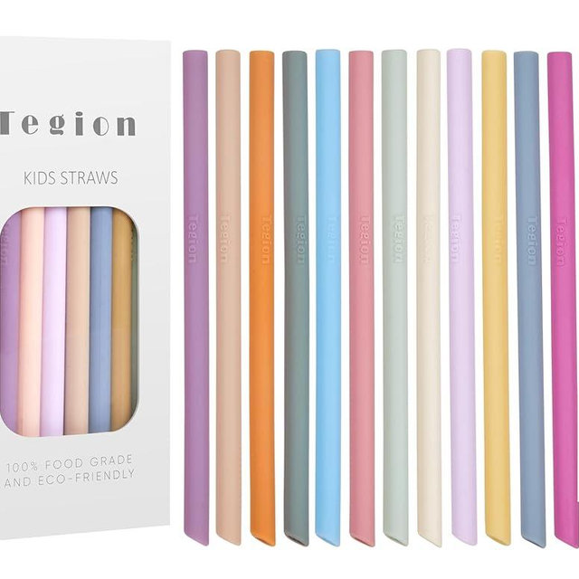 Tegion Mini Short Pinch Test Passed 5.5" Replacement Reusable Toddlers& Kids&Baby Silicone Small Straws for The First Years Take & Toss Spill Proof Straw Cup-Safe Fun for Baby Teething Chewing