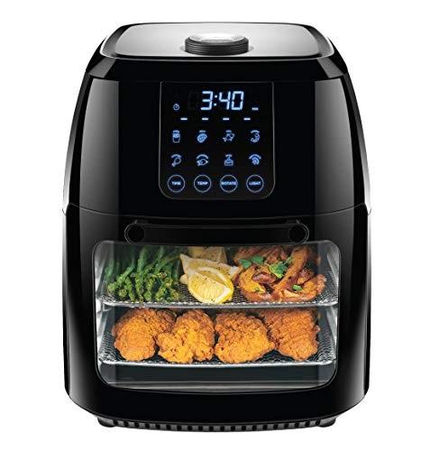 Chefman 6.3 Quart Digital Air Fryer+ Rotisserie, Dehydrator, Convection Oven, 8 Presets to Air Fry, Roast, Dehydrate, Bake & More, BPA-Free, Auto Shut-Off, Accessories Included, XL Family Size, Black