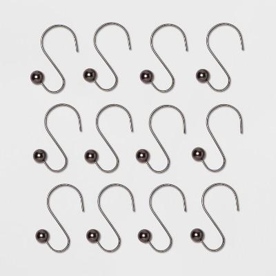 S Shaped Shower Curtain Hooks With Ball End Cap Iron Bronze - Made By Design™