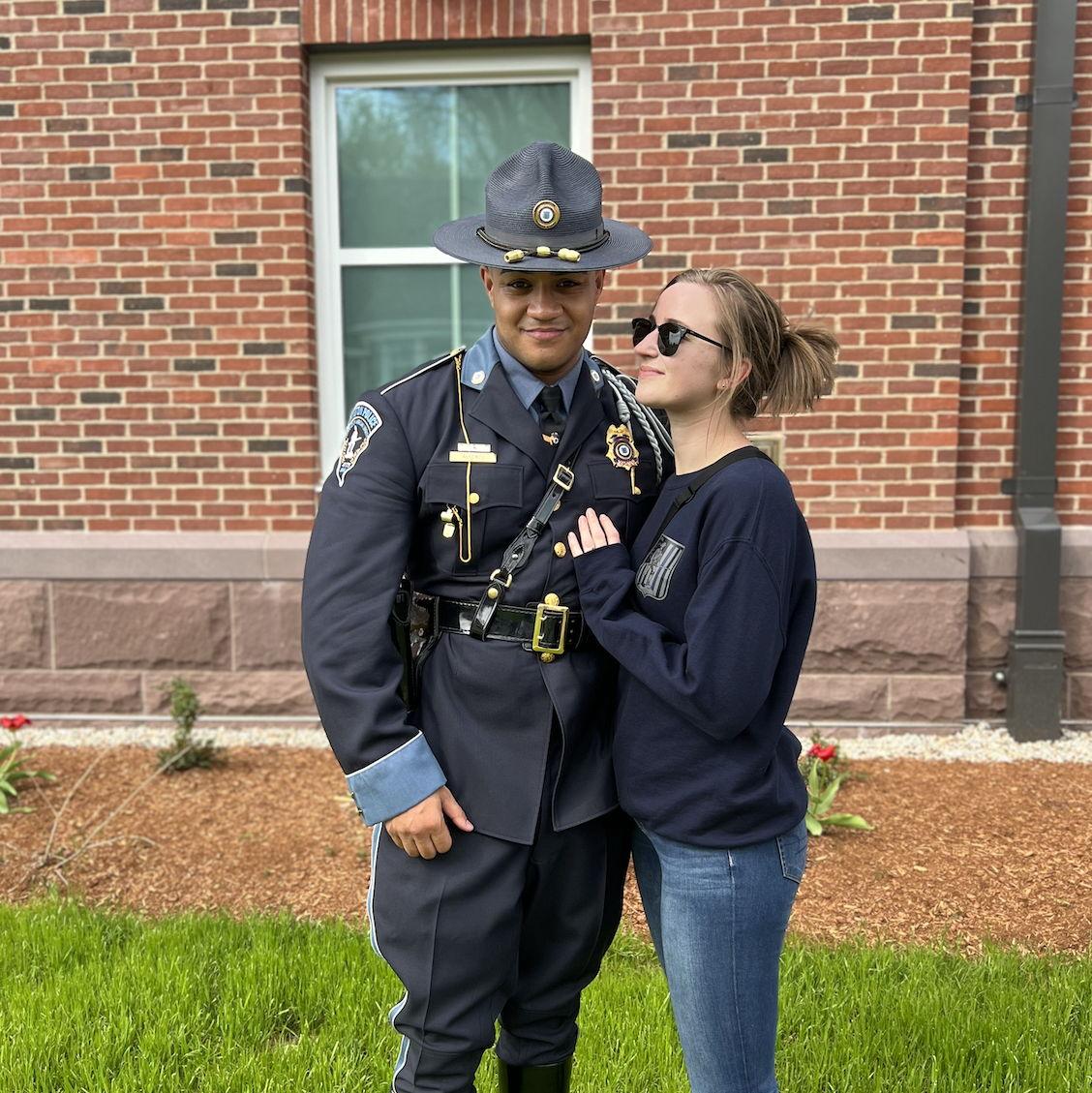 Supporting Jessie in the parade for the 250th Patriots Day celebration 🚔