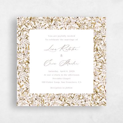 Taupe, Beige Wedding Invitation - Allegra Border