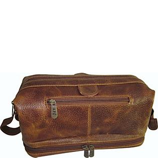 AmeriLeather Leather Toiletry Bag w/ Accessories