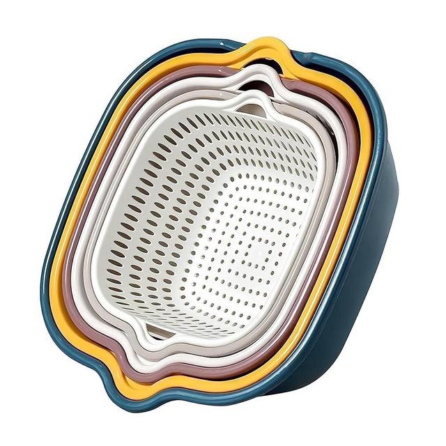 6-Piece Vegetable Washing Basket Set – 2-in-1 Colander and Bowl Set | Stackable Kitchen Strainer | BPA-Free Food Strainer for Fruits, Veggies & Pasta | Safe & Space-Saving Meal Prep.