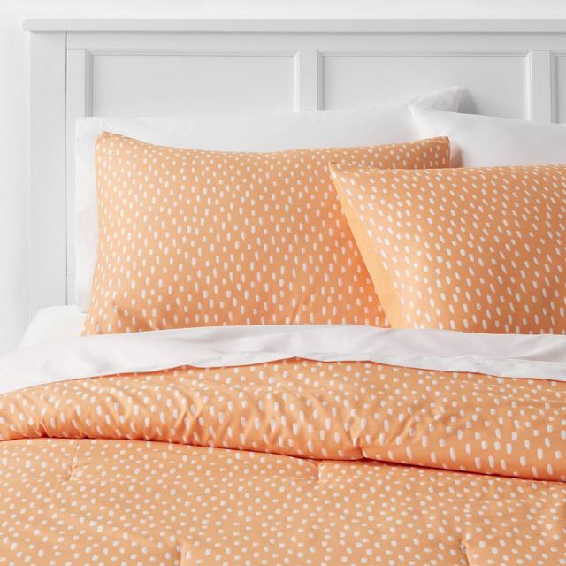 7pc King Dot Print Comforter & Sheets Set Light Orange - Room Essentials™