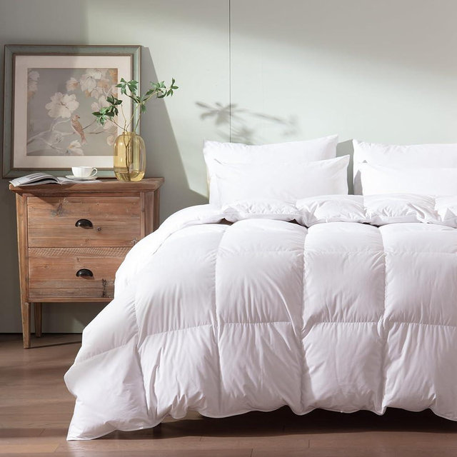 WENERSI Feather Down Comforter Queen Size,Hotel Style Bedding Comforter,750+ Fill Power,1200TC,100% Organic Cotton Fabric,All Season Grey Duvet Insert with 8 Corner Tabs