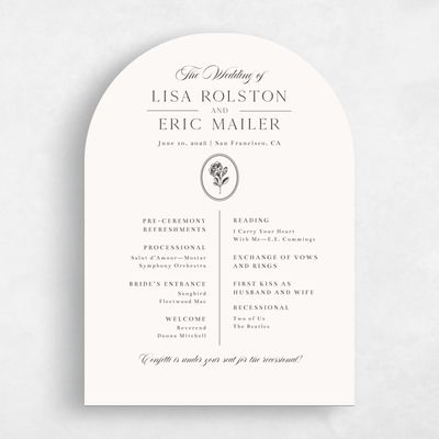 Beige Arch Wedding Program - Grandiflora