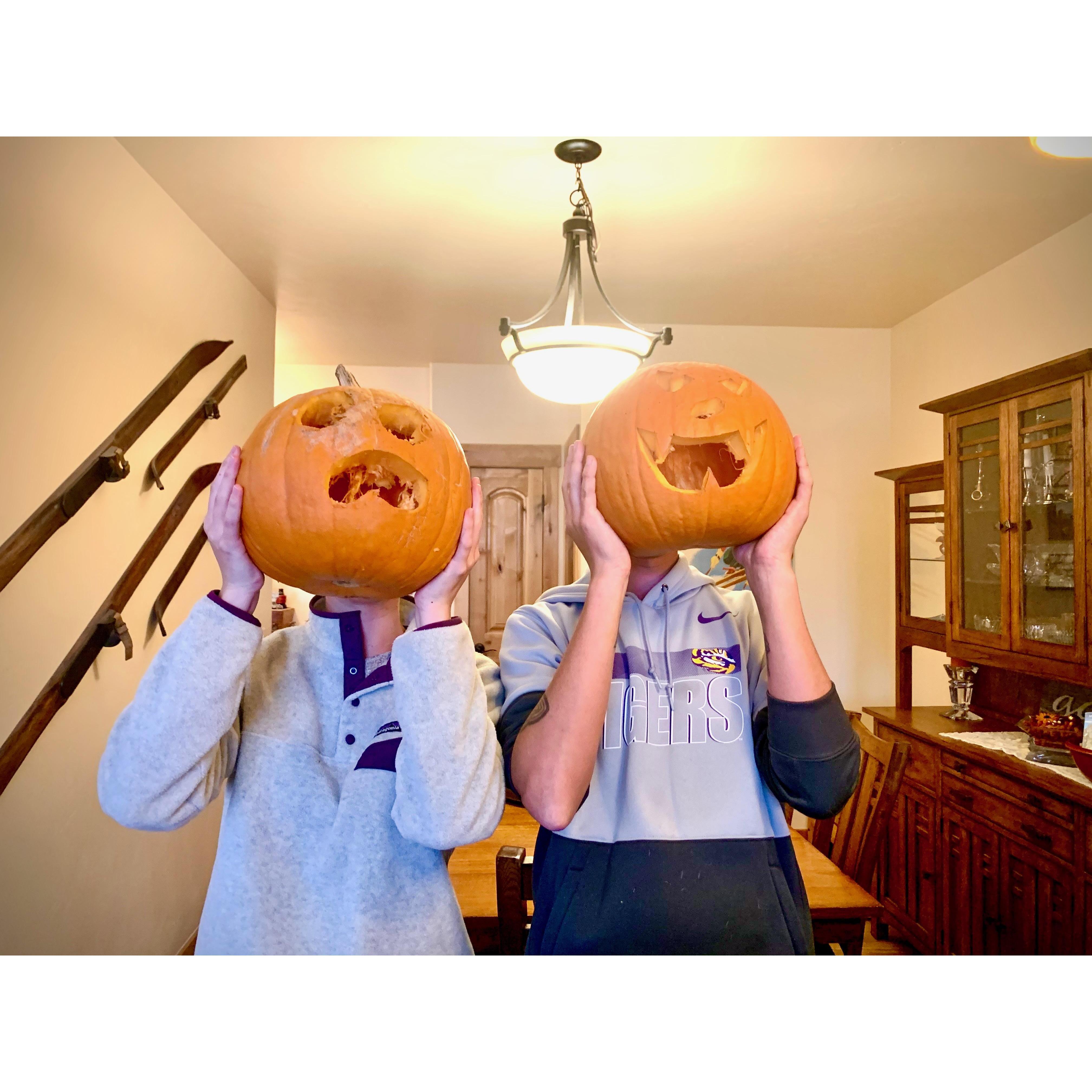 Carved pumpkins with my pumpkin!