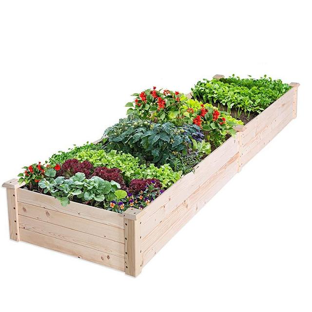 EAGLE PEAK Outdoor Wooden Raised Garden Bed, Elevated Planter Box Kit for Vegetables, Flowers, Herbs in Deck, Backyard, Patio, 96 x 25 x 10 in, Natural
