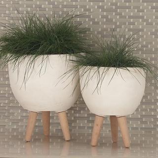 Round Clay Contemporary Planter, Set of 3
