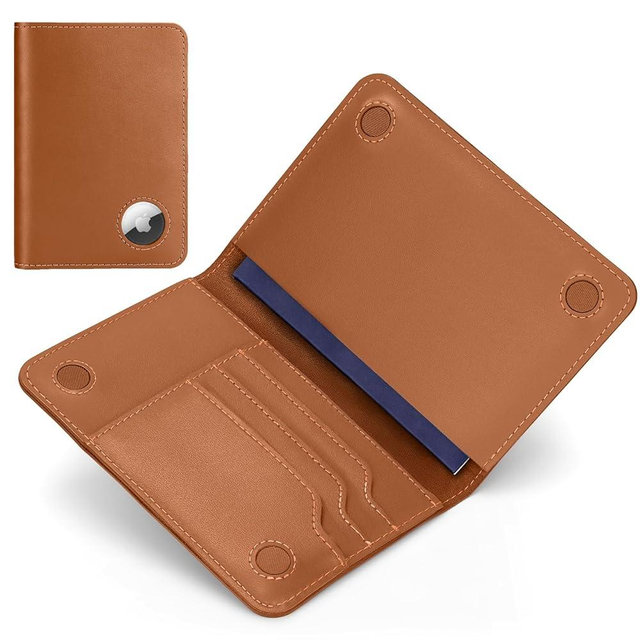ALLIVE RFID Blocking Passport Holder for Travel, Genuine Leather Passport Holder with AirTag Slot, Magnetic Closure Passport Cover Travel Wallet for Women Men, Travel Essentials Gifts (Caramel)