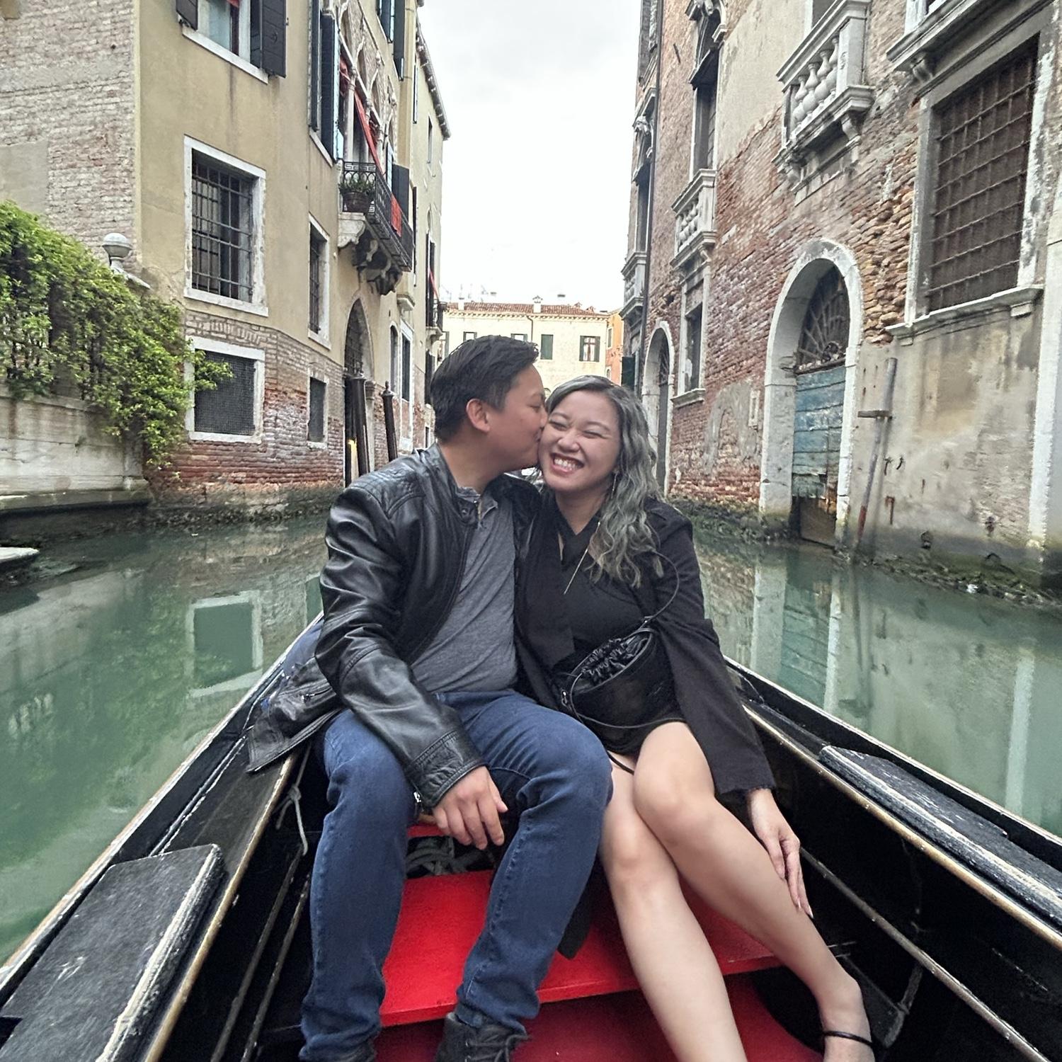 5/9/23 - Gondala ride along the canals of Venice, Italy. They don’t sing there like in Vegas! Haha!