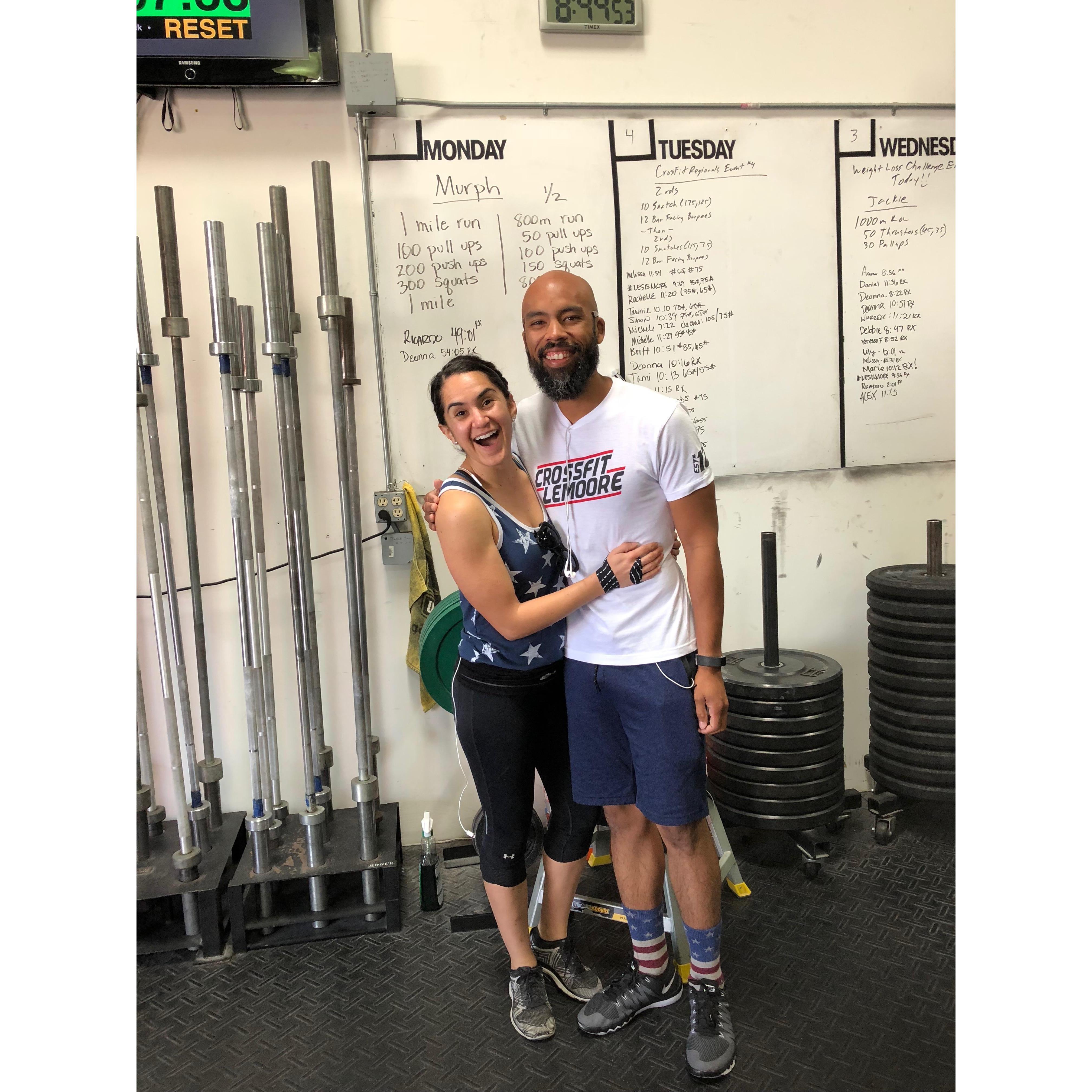Right after finishing the Murph workout in Fontana.