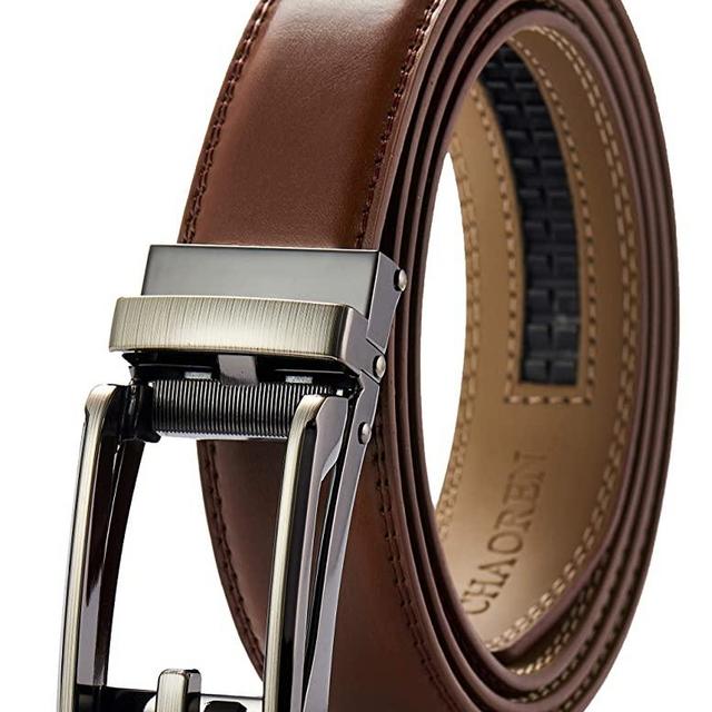 Boys Ratchet Belt One Hand Release, CHAOREN Kids Belts for Boys 1 1/4" Leather Dress Belt