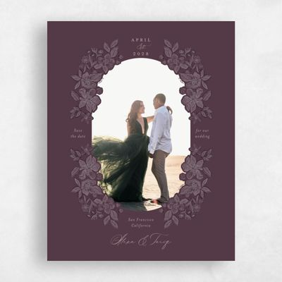 Dark Plum, Purple Wedding Save the Date - Siena Portrait
