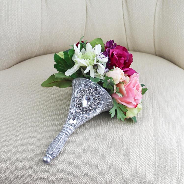 Bride Bouquet Holder, Silver Color, Luxury Wedding Accessories