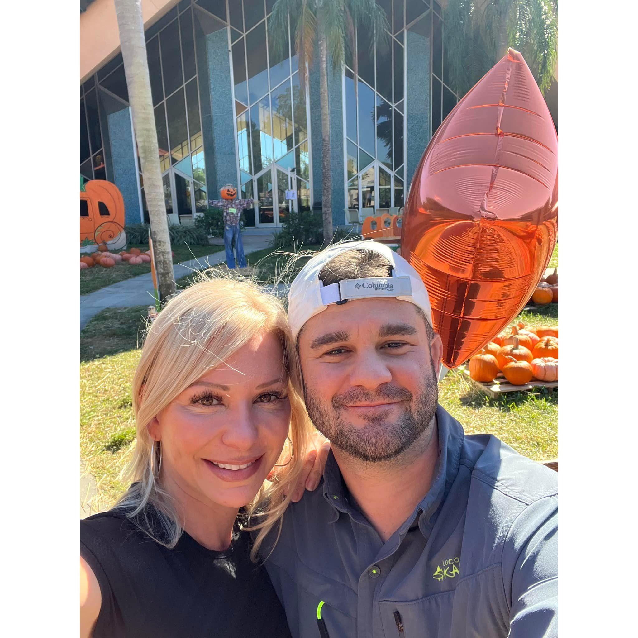 Shopping for pumpkins for our first Halloween in our new house.