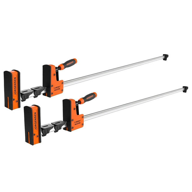 JORGENSEN 50-Inch Parallel Bar Clamp, Heavy-Duty Cabinet Master Clamp for Woodworking Glue-Up, 2200 lbs Force, Quick Release, Spreader Function, 2-Pack