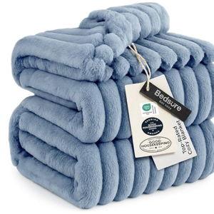 Bedsure GentleSoft Queen Blanket for Bed - Cozy Soft Blankets for Women, Cute Large Fall Throws for Girls, Blue, 90x90 Inches