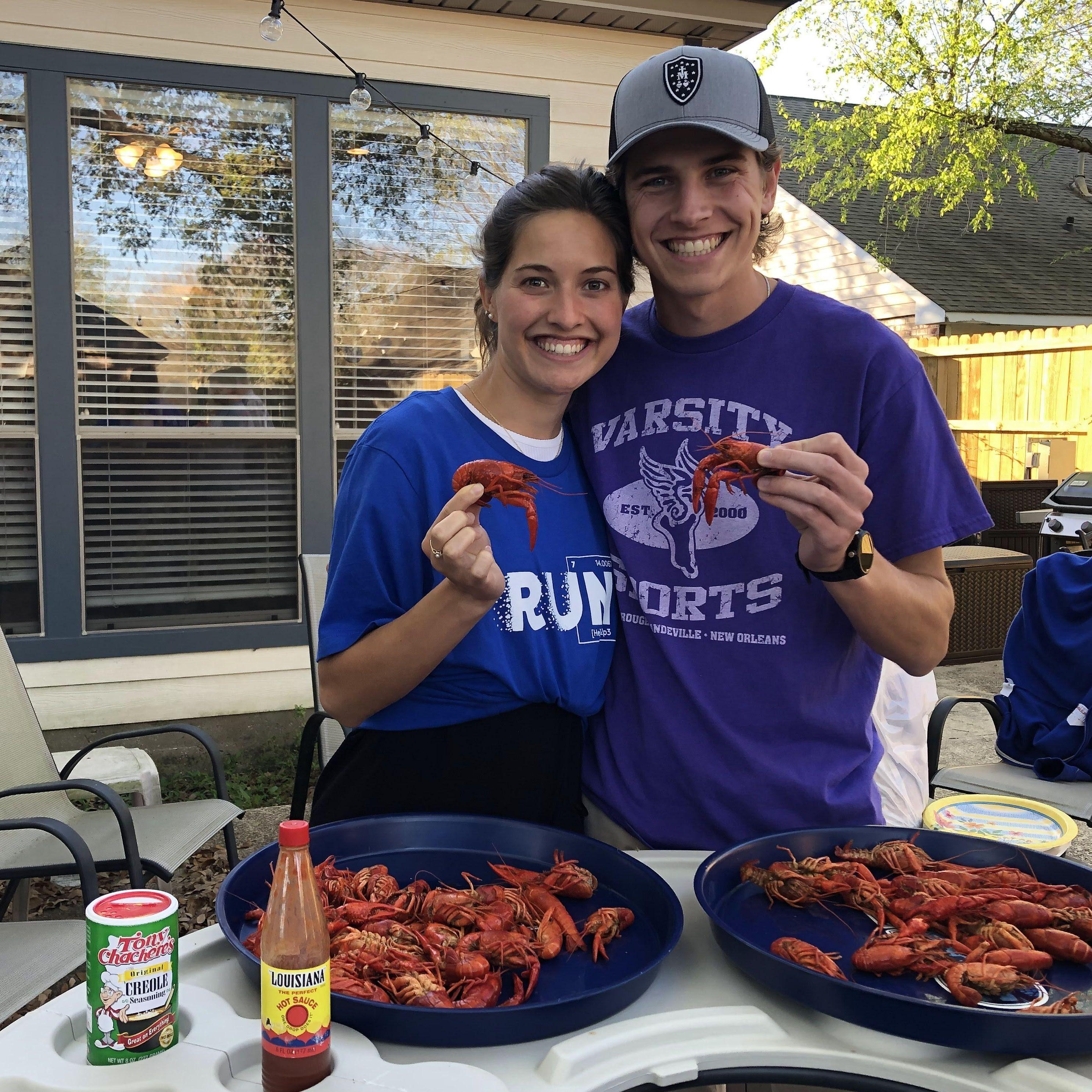 Adrienne's first crawfish boil!