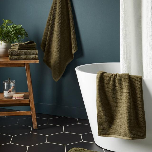 4pk Quick Dry Ribbed Hand and Wash Towel Set Dark Olive Green - Threshold™
