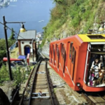 Funicular Piani d'Erna cable car to the top of the Mountain