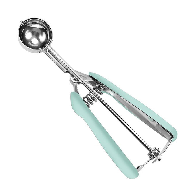 HOMURE H Small Cookie Scoop 1 Tbsp, Size #60 Cookie Dough Scoop, 1 Tablespoon Cookie Scoop for Baking, Mint, Spring-Loaded Scoop, Comfortable Grip