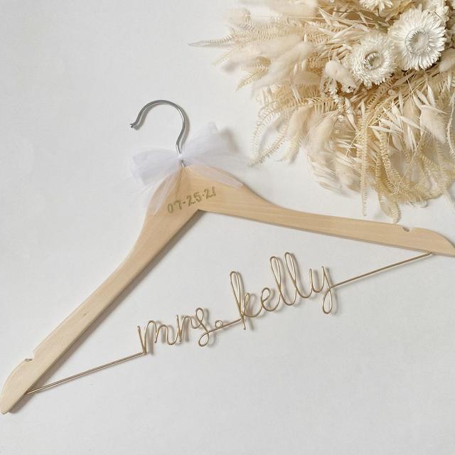 *See Notes for Personalization* CUSTOM BRIDAL HANGER | Bride or Groom Hanger | personalized dress or tux hanger | wedding keepsake | bridal shower gift | Mrs. or Mr. hanger