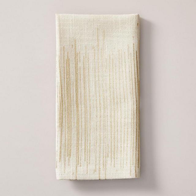Luxe Lines Printed Napkins, Set of 4, Gold Metallic