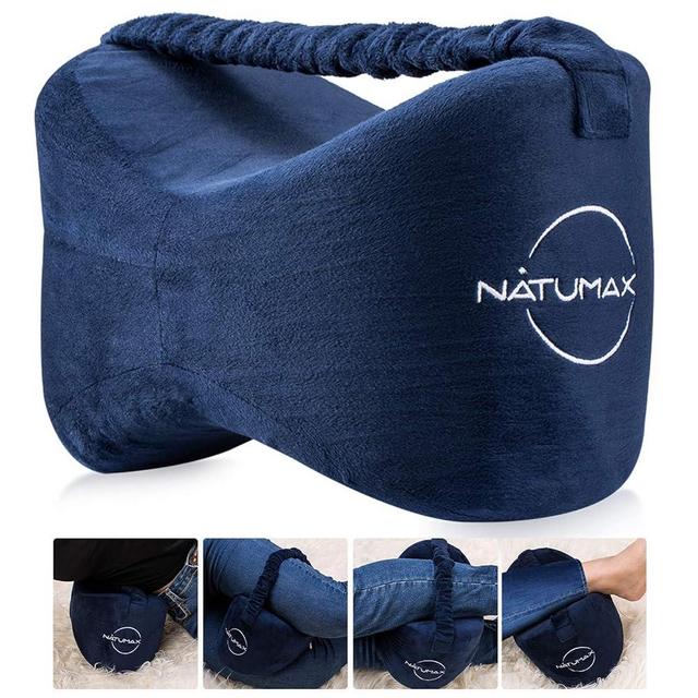 NATUMAX Knee Pillow for Side Sleepers - Relief From Sciatica Pain, Back / Leg Pain, Pregnancy, Hip and Joint Pain Memory Foam Leg Pillow + Free Sleep Mask and Ear Plugs